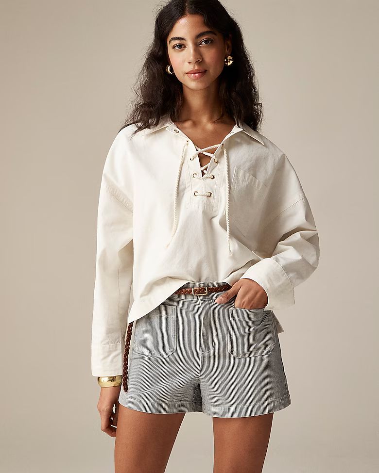 Lace-up pullover shirt | J.Crew US