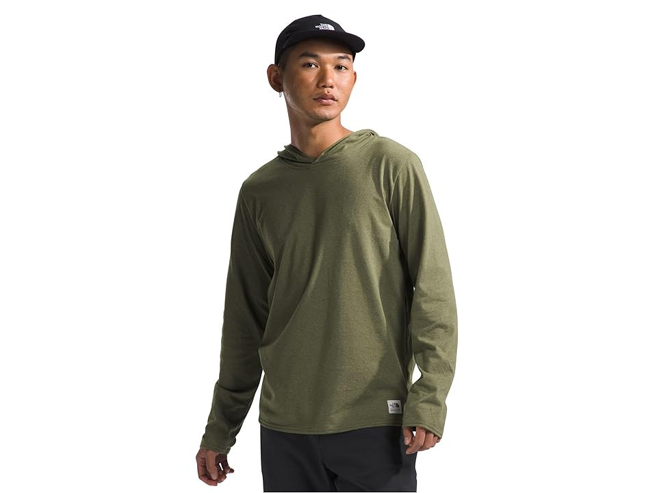 The North Face Men's Long Sleeves Heritage Patch Hoodie T-Shirts Men's Clothing Forest Olive Heather : MD, Cotton/Polyester | Zappos
