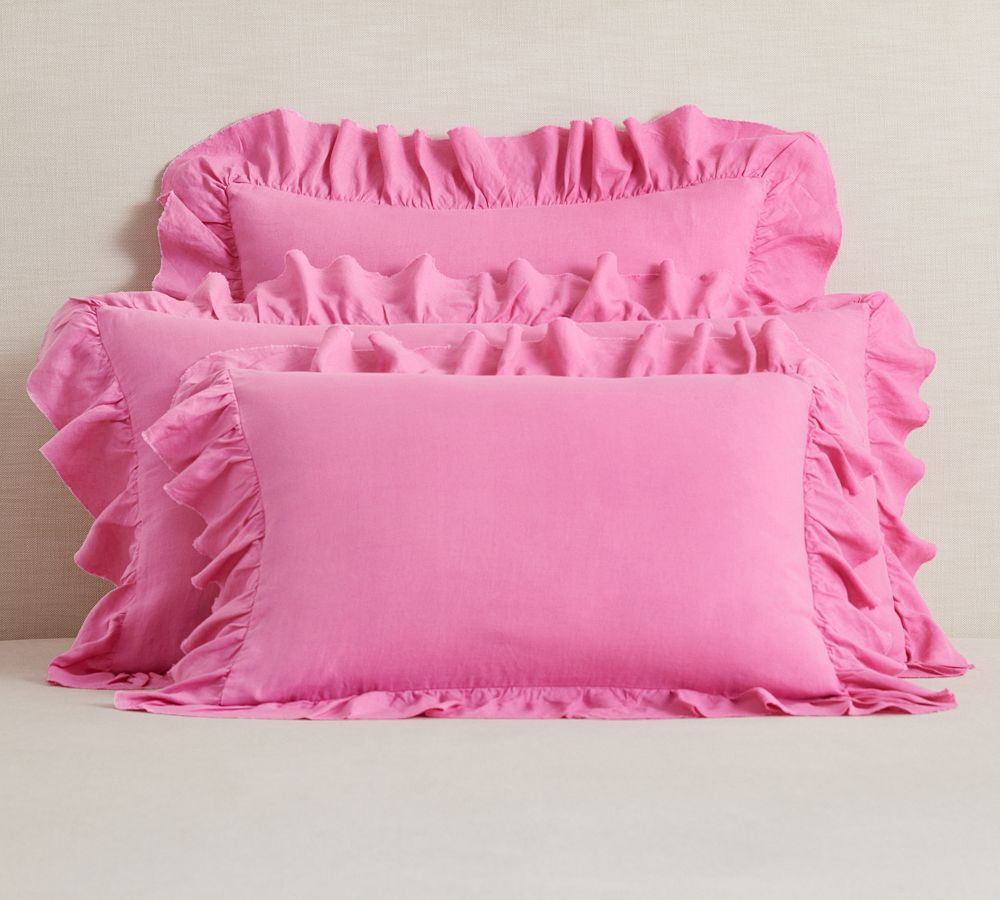 Belgian Flax Linen Fringe Ruffle Duvet Cover & Shams | Pottery Barn (US)