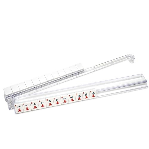 Mah Jongg All-in-One Tile Rack & Pusher, Acrylic Mahjong Rack and Pusher Combo, Modern American Majiang Tile Racks Set of 4 (Clear) | Amazon (US)