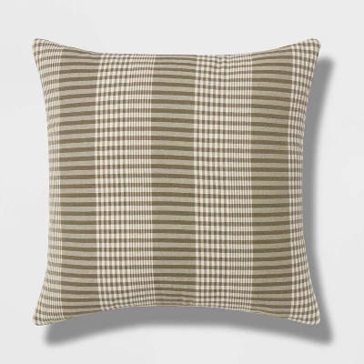 Euro Woven Plaid Decorative Throw Pillow Dark Green - Threshold™ | Target