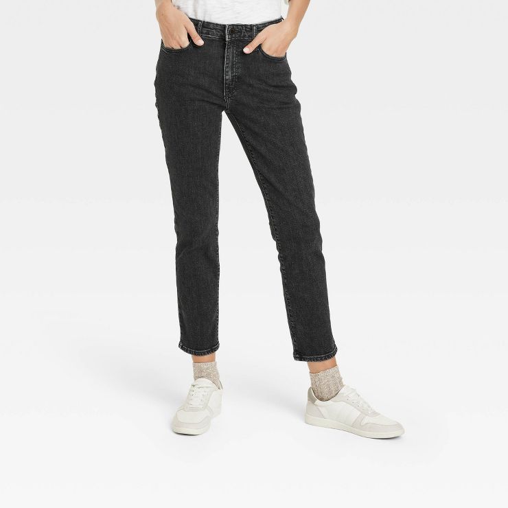 Women's High-Rise Slim Straight Jeans - Universal Thread™ Black | Target