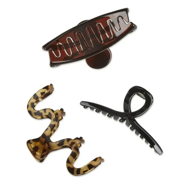 Scunci Matte Mixed Shape Claw Clips, Assorted Neutrals, 3 Ct | Walmart (US)