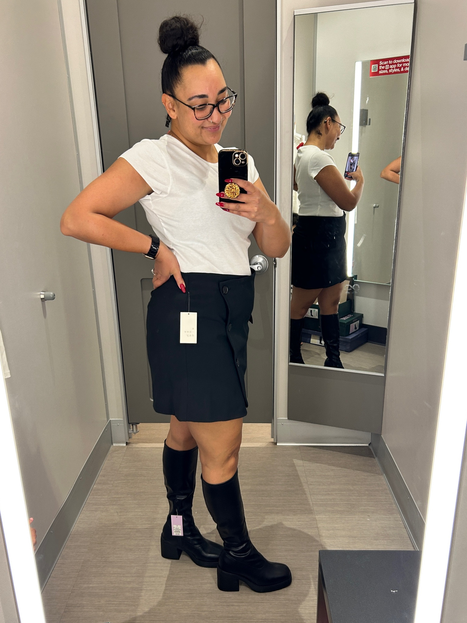 The cutest chuncky tall boots! 
This whole outfit is on sale. At target. Today’s the last day! 

#LTKShoeCrush #LTKMidsize #LTKSaleAlert