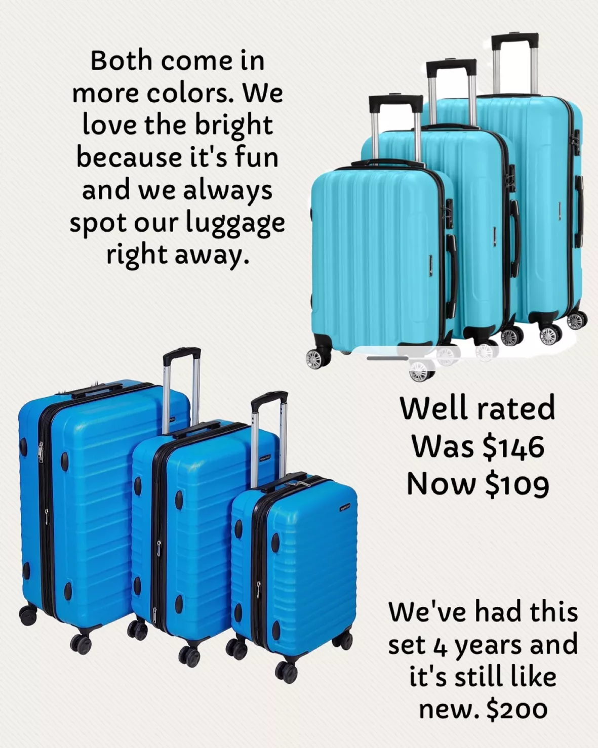Zimtown 3 Piece Nested Spinner Suitcase Luggage Set With TSA Lock Blue