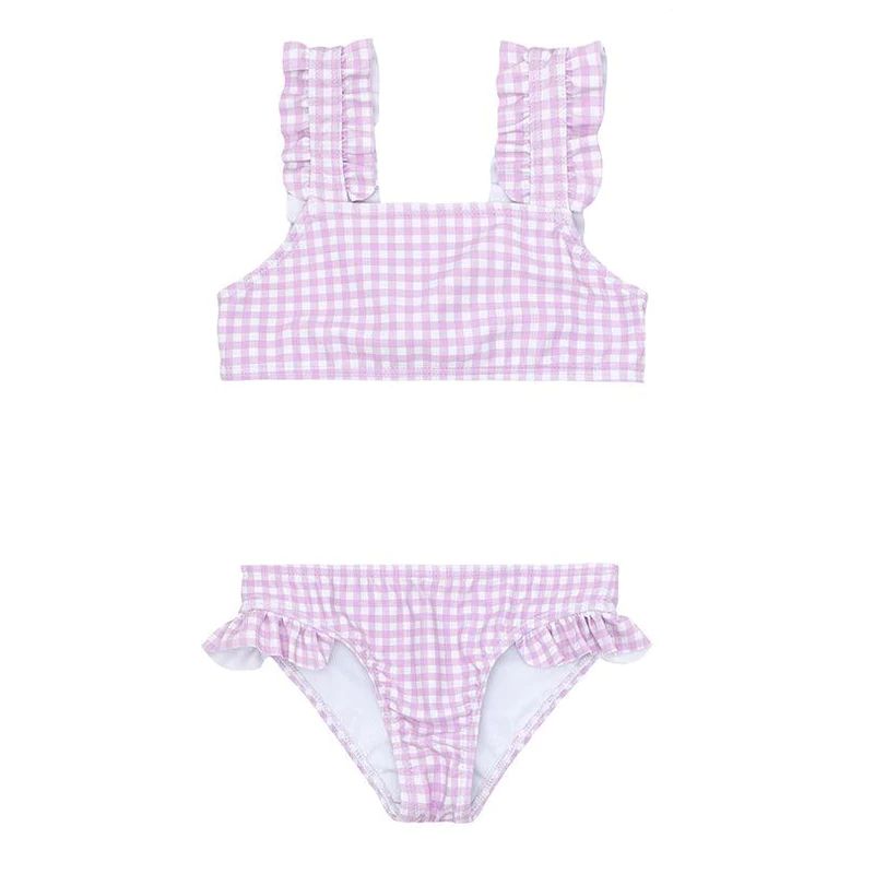 minnow x stoney clover lane lavender gingham ruffle strap bikini | minnow