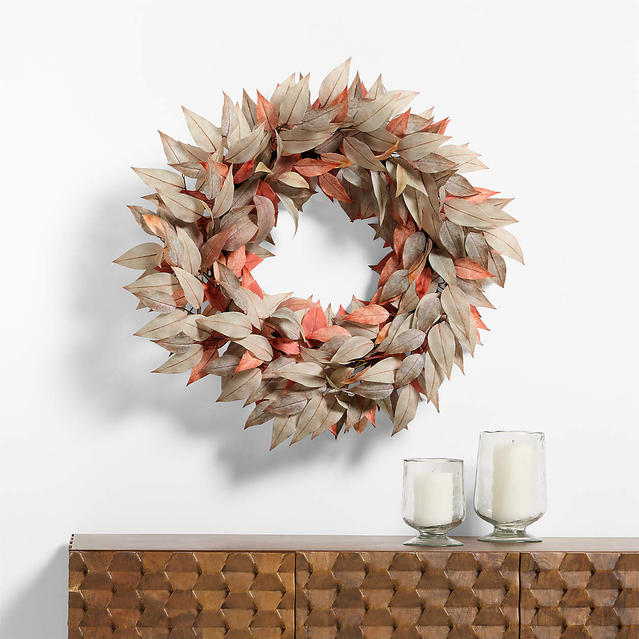 Faux Willow Eucalyptus Wreath 28" + Reviews | Crate & Barrel | Crate & Barrel