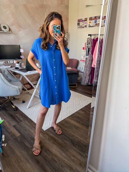 Spring dress from target - under $30 with pockets! 

Mini shirtdress // button front dress // blue dress // braided sandals 

#LTKSeasonal #LTKfindsunder50 #LTKstyletip