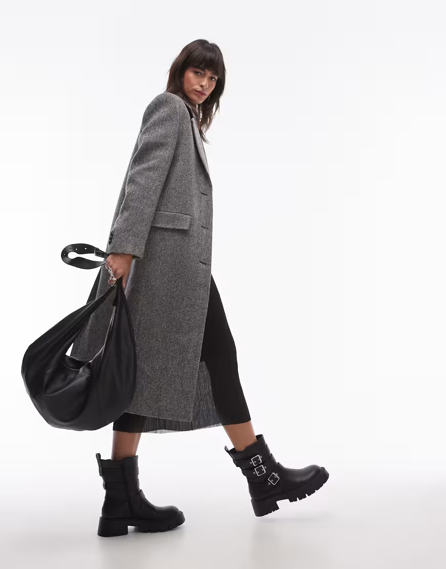 Mango longline wool coat in gray | ASOS (Global)