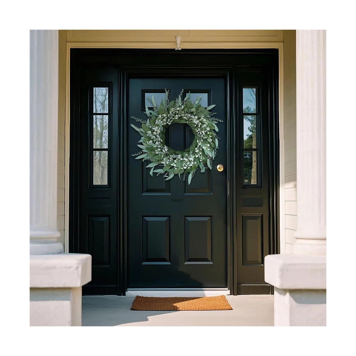 Eucalyptus And Baby’S Breath Wreath – Green And White – Large Artificial Greenery For Front... | Wayfair North America