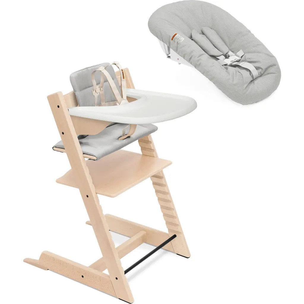 Tripp Trapp® Highchair², Cushion, Newborn Set & Stokke® Tray $597 Value in Natural at Nordstrom | Nordstrom