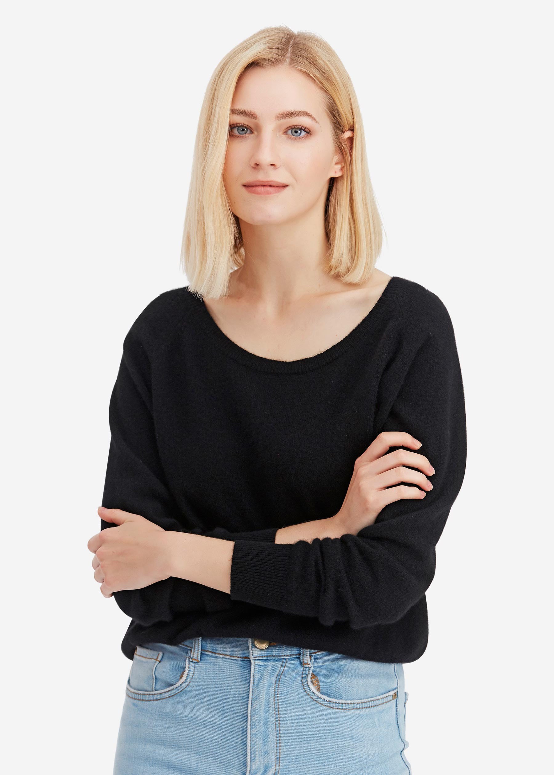 Casual Scoop Neck Cashmere Sweater | LilySilk