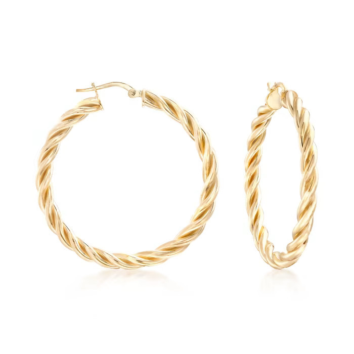 Italian 18kt Gold Over Sterling Twisted Hoop Earrings. 1 1/2" | Ross-Simons