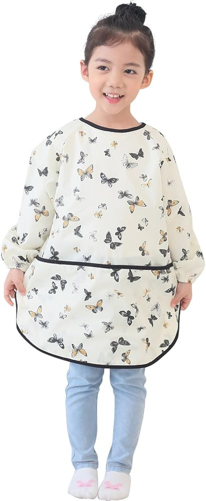 Plie Kids Waterproof Art Smock \u2013 Long Sleeve Apron for Painting, Baking, Sensory Play (Ages ... | Amazon (US)