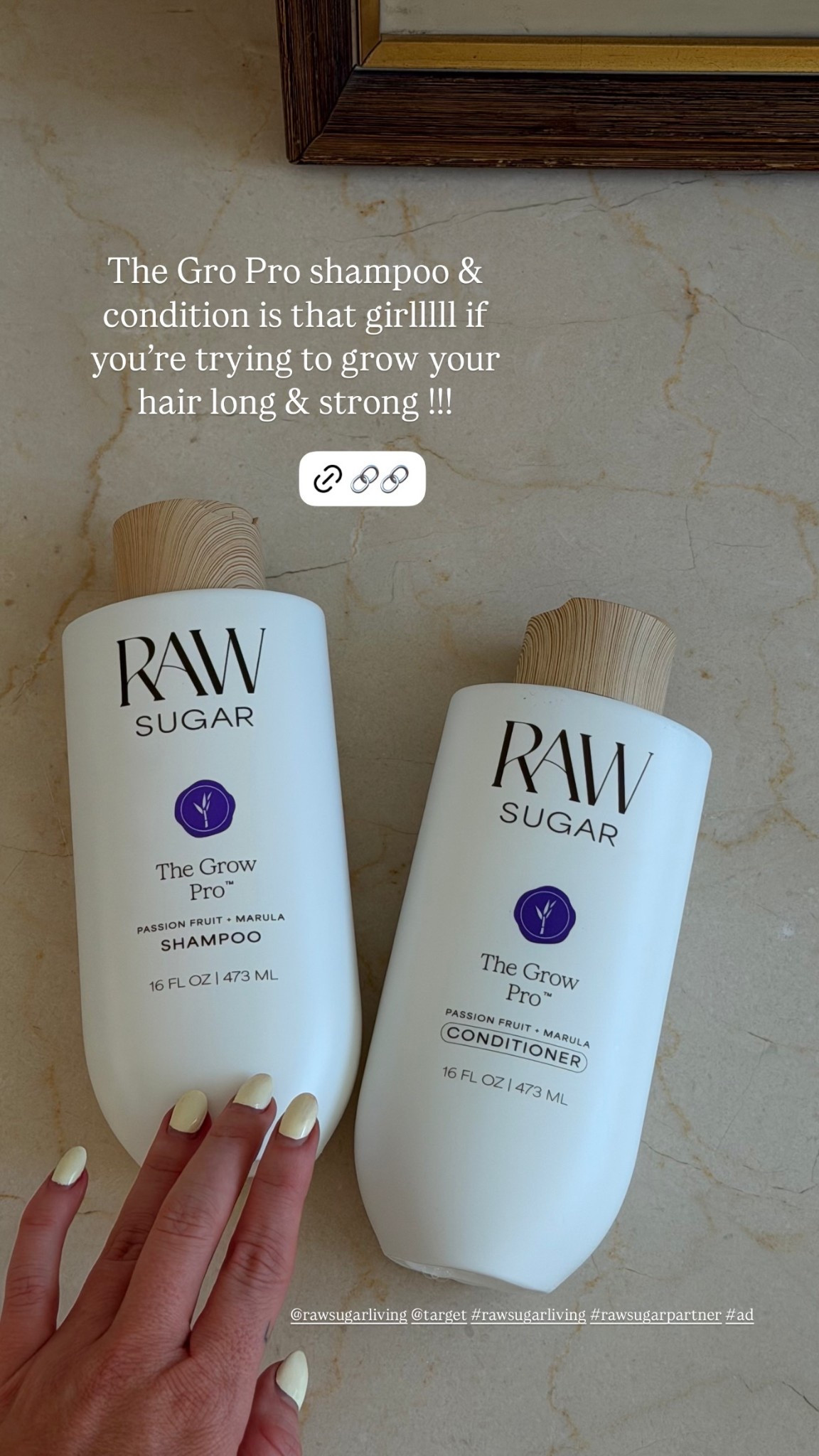 The Gro Pro shampoo & condition is that girlllll if you’re trying to grow your hair long & strong !!! @rawsugarliving @target #rawsugarliving #rawsugarpartner #ad