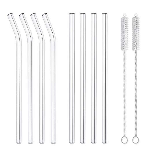 Hiware Reusable Glass Drinking Straws - 10" L x 10 mm W - Smoothie Straws for Milkshakes, Frozen ... | Amazon (US)