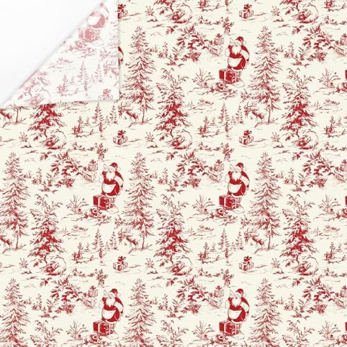 JarThenaAMCS 60 Sheets Toile Vintage Christmas Tissue Paper Red Xmas Tree Santa Claus Wrapping Pa... | Amazon (US)