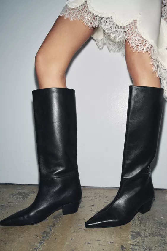 HEELED LEATHER BOOTS | Zara US