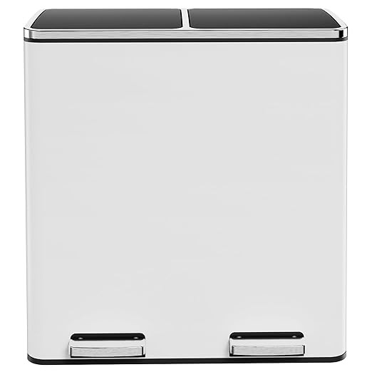 AthLike 60L(16 Gal) Dual Trash Can, Stainless Steel Kitchen Garbage Can, Double Compartment Class... | Amazon (US)