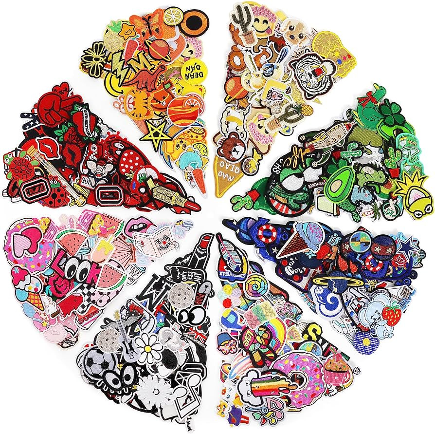 NICEVINYL Embroidered Iron-on Patches Applique: 72Pcs Clothing Accessories | Amazon (US)