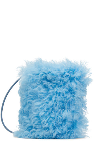 Blue Shearling Small Shoulder Bag | SSENSE