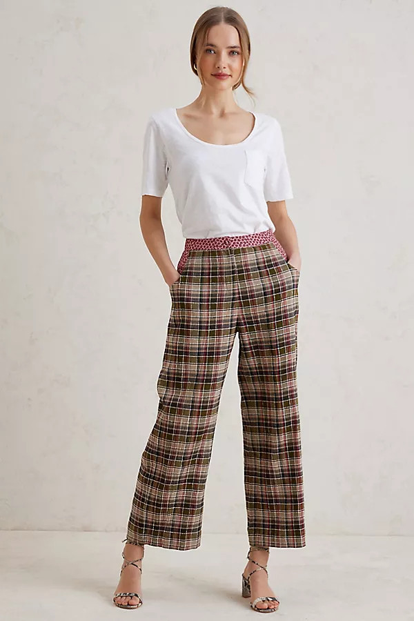 Quinn Check-Print Trousers | Anthropologie (UK)