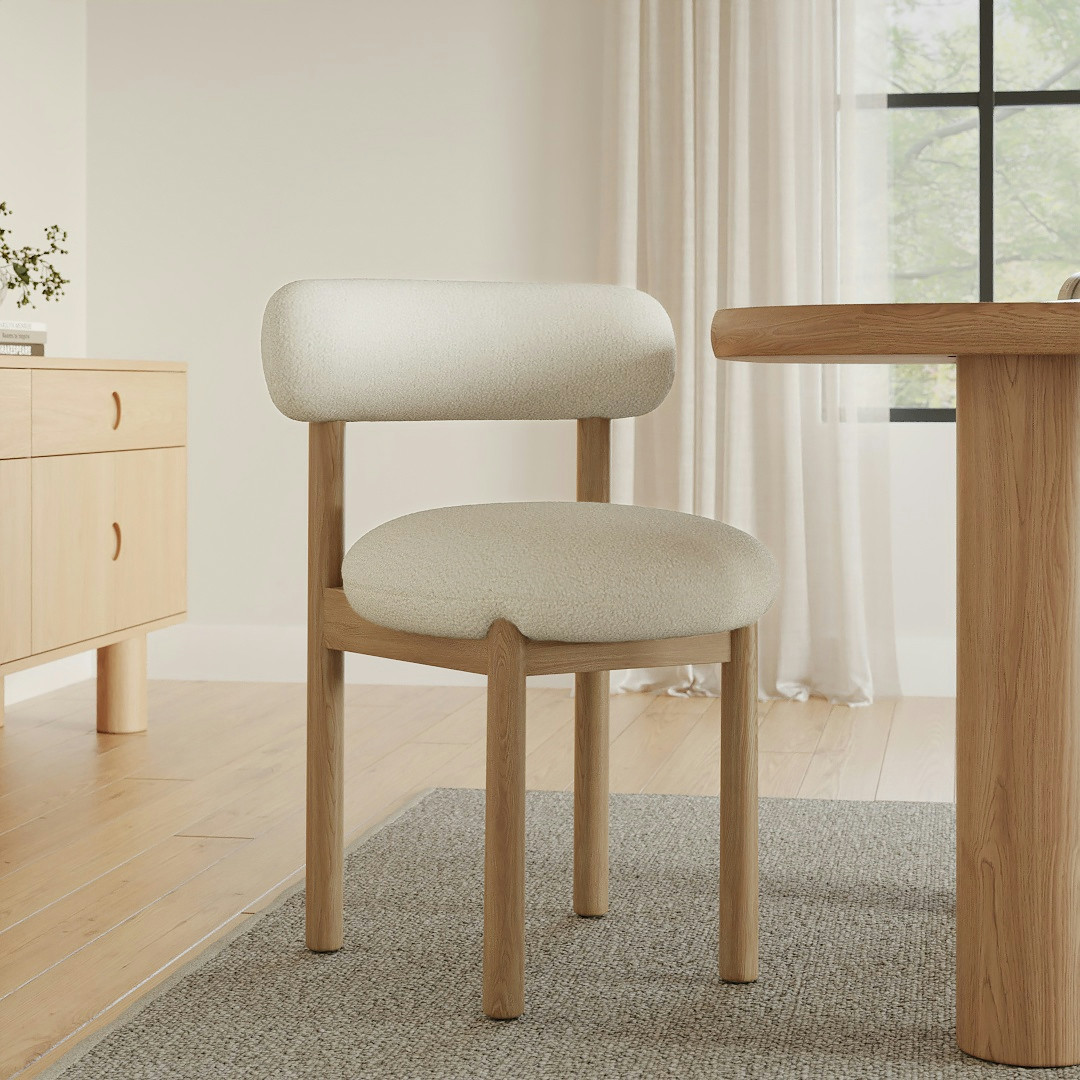 Munk Dining Chair - White Oak and Ivory Wool Bouclé | Article
