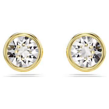 Imber stud earrings, Round cut, White, Gold-tone plated by SWAROVSKI | SWAROVSKI