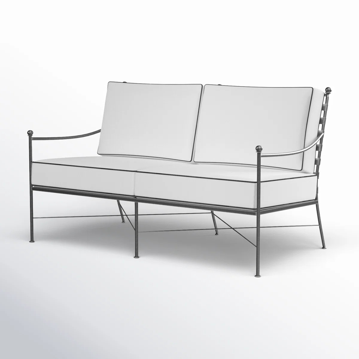 Lucier 51.77'' Wide Straight Iron Loveseat with Sunbrella® Cushions | Wayfair North America