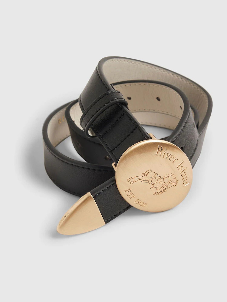 River Island Black Olivia Attwood Horse Buckle Belt | Next US