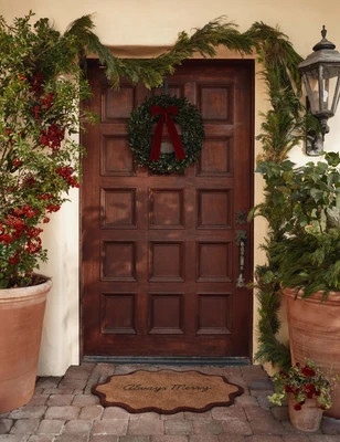 Always Merry Scalloped Doormat, Red and Green, 20" x 30 | Lulu and Georgia 