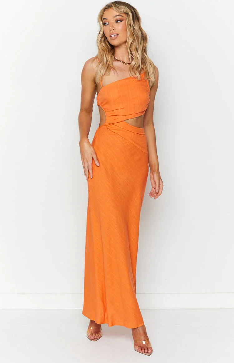 Lene Orange Maxi Dress | Beginning Boutique (US)