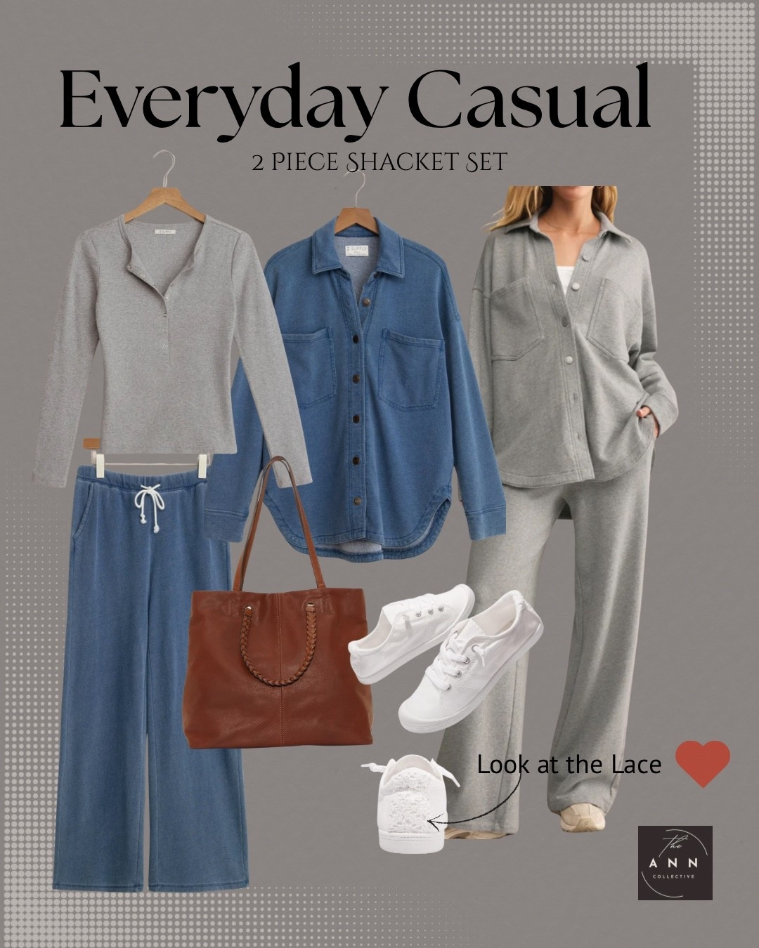 This two piece shacket set is the easiest throw on outfit. Comfortable, cute and pulled together without trying.  These cute shoes have a standout lace accent too  

#LTKStyleTip #LTKItBag #LTKShoeCrush