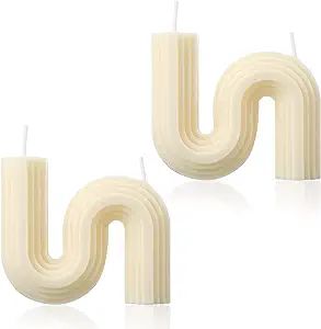 2 Pcs Twist Aesthetic Candles Cool S Shape Candle Minimalist Geometric Shaped Soy Wax Scented Can... | Amazon (US)
