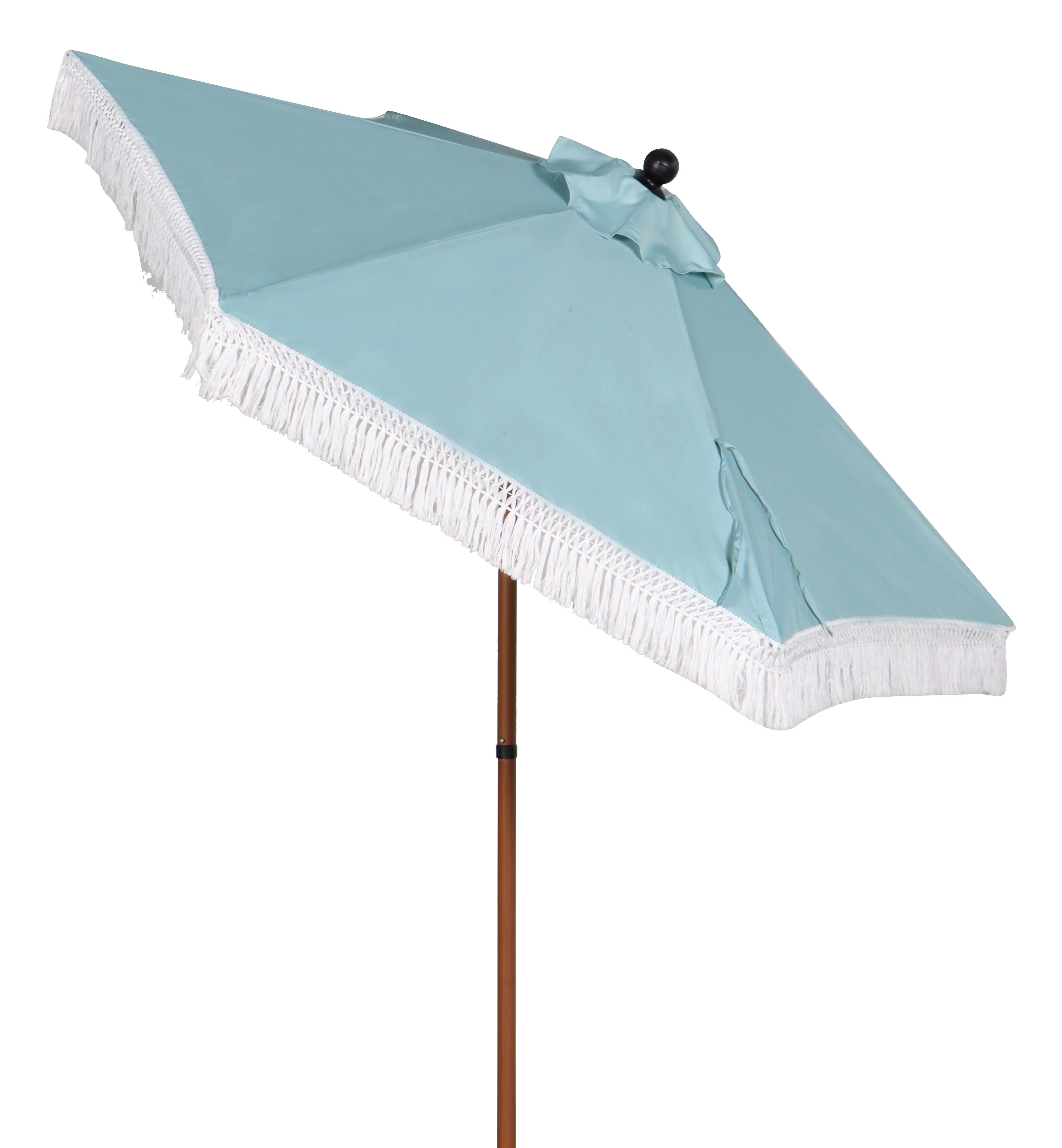 Better Homes & Gardens Ventura 7.5’ Fringe Push-Up & Tilt Patio Umbrella, Turquoise | Walmart (US)