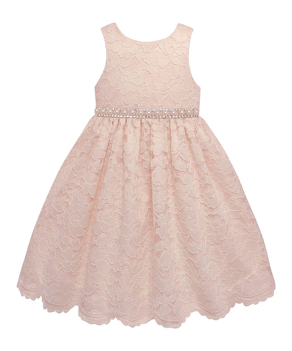 American Princess Girls' Special Occasion Dresses CANDLE - Candle Peach Floral A-Line Dress | Zulily