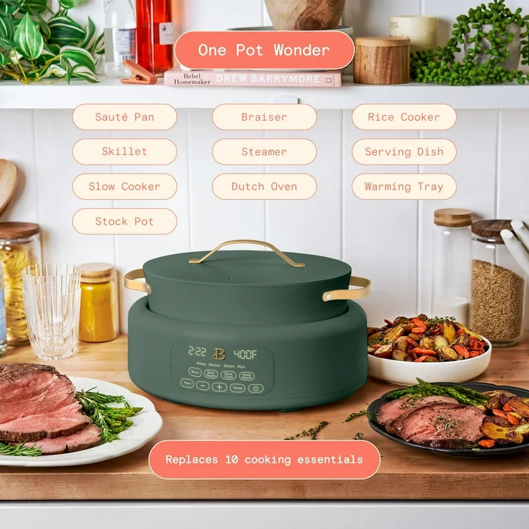 Beautiful 10 in 1, 6 Qt Electric Multi-Cooker, Thyme Green by Drew Barrymore | Walmart (US)