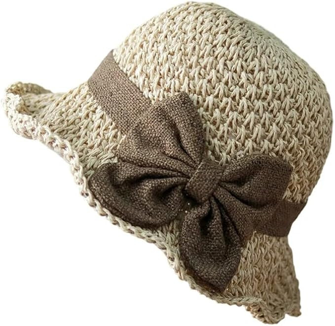 Elegant Woven Straw Sun Hat with Bow Summer Beach Sun Straw Hats for Women Wide Brim Packable Tra... | Amazon (US)