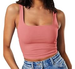 Artfish Women's Sleeveless Strappy Tank Square Neck Double Layer Workout Fitness Casual Basic Cro... | Amazon (US)