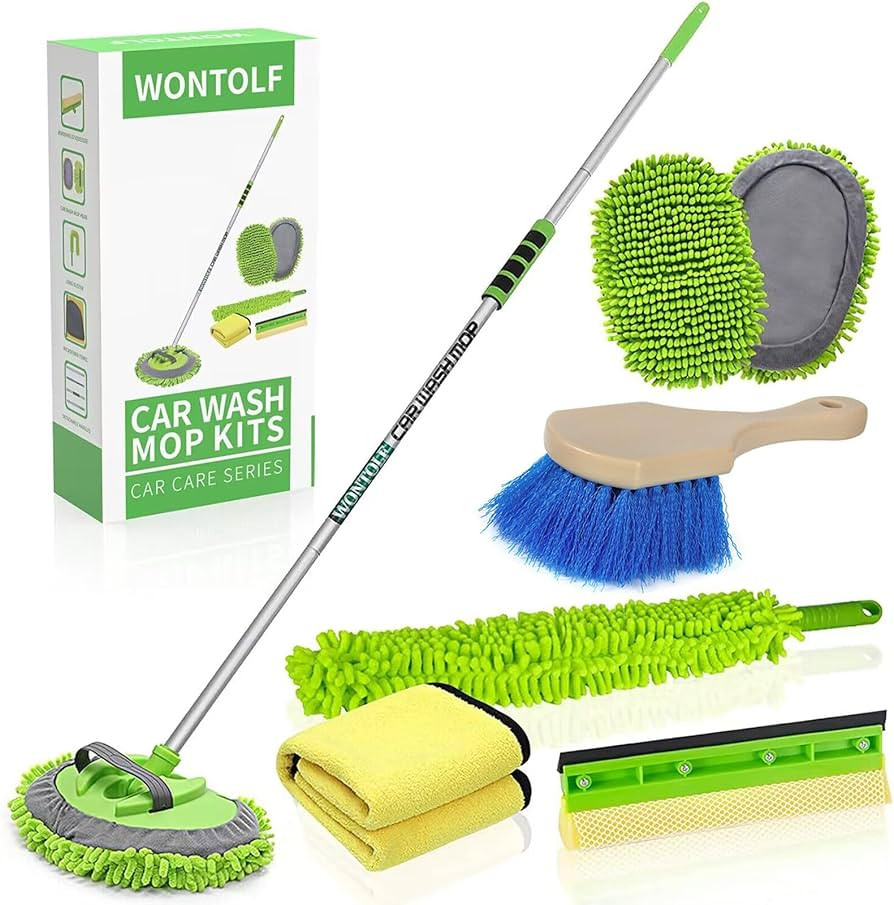 62'' Car Wash Brush with Long Handle Chenille Microfiber Car Wash Mop Mitt Wheel Brush Car Cleani... | Amazon (US)