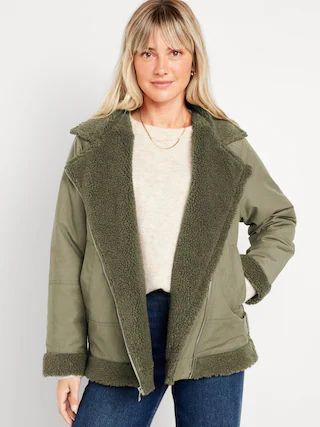 Sherpa-Lined Utility Jacket for Women | Old Navy (US)