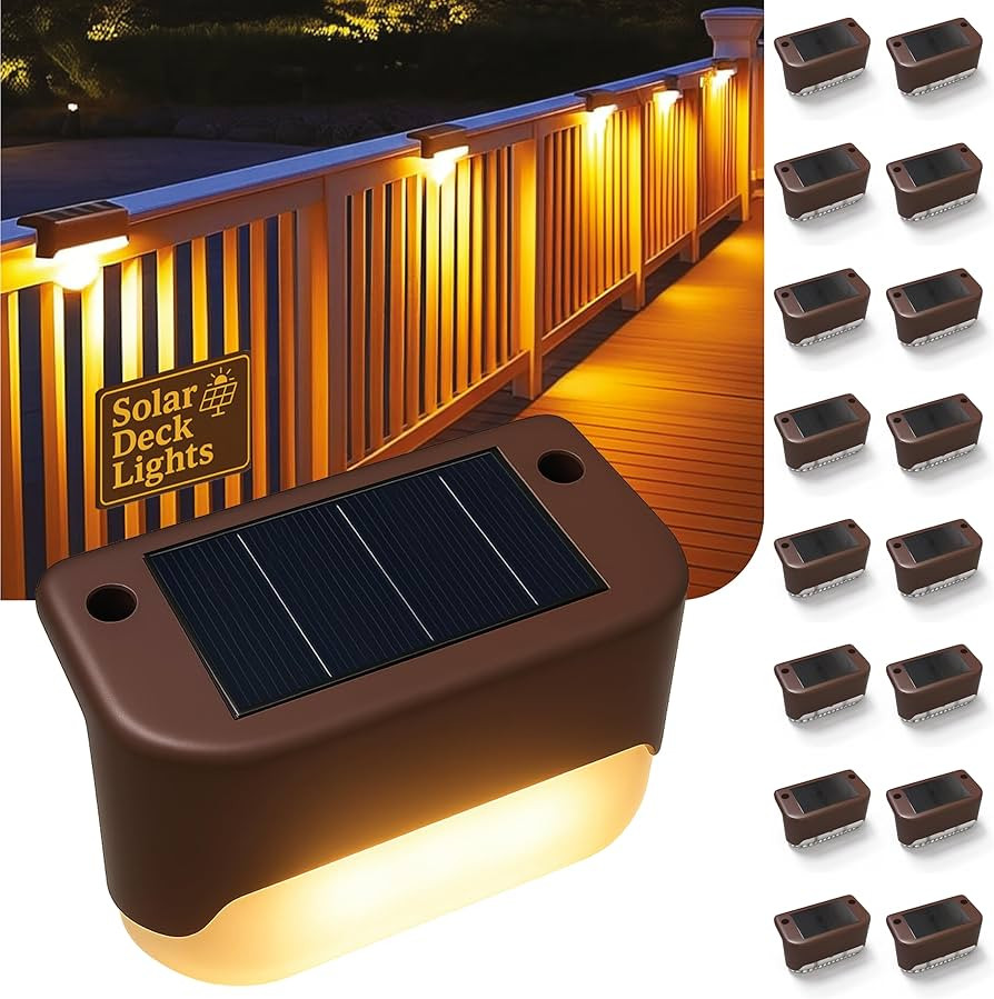 Solar Deck Lights Outdoor 16 Pack, Peel And Stick Deck Railing Lights, Long-lasting & Durable Wat... | Amazon (US)