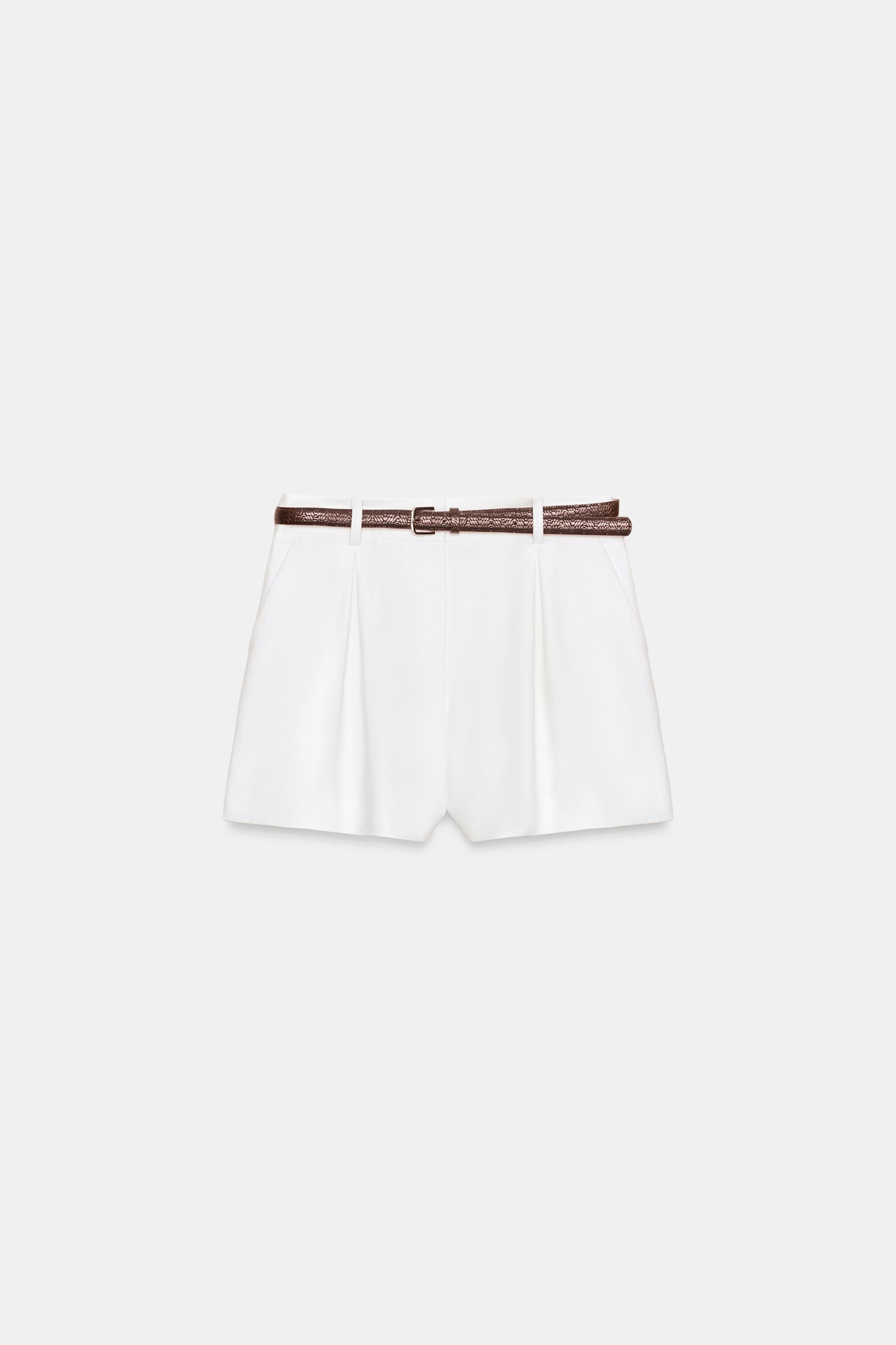 HIGH-WAISTED BELTED SHORTS | Zara US