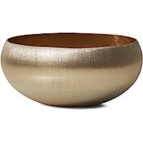 Serene Spaces Living Gold-Brushed Textured Aluminum Decorative Bowl, Measures 8" Wide and 4" Tall –  | Amazon (US)