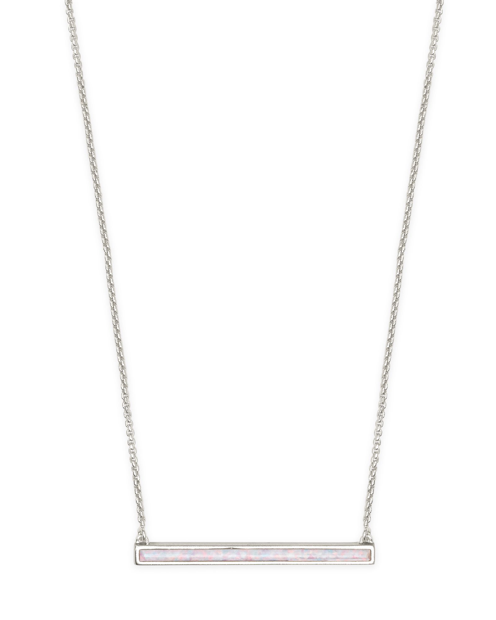 Kelsey Silver Pendant Necklace in White Kyocera Opal | Kendra Scott