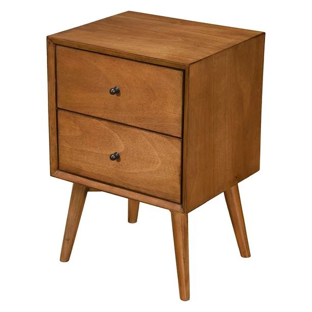 Alpine Furniture Flynn Mid Century Modern 2 Drawer Nightstand in Acorn Finish | Walmart (US)