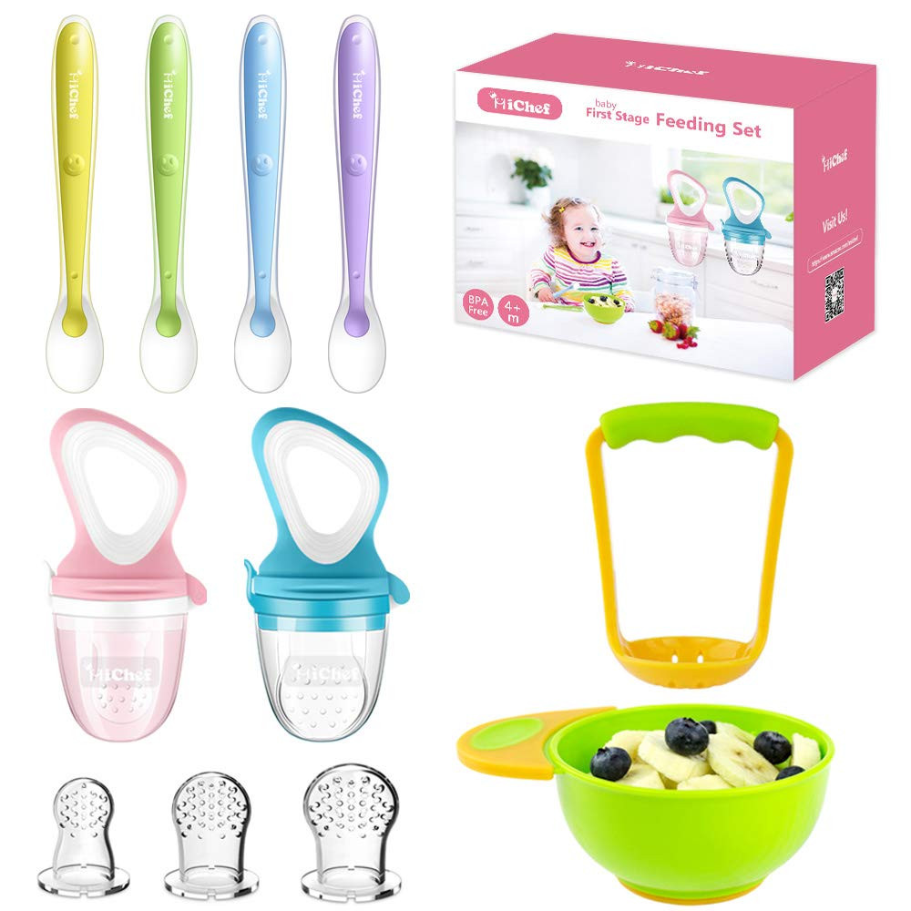 Food Feeder Baby Fresh Fruit Feeder (2 Pack) with 3 Different Sized Silicone Pacifiers, Mash and ... | Amazon (US)