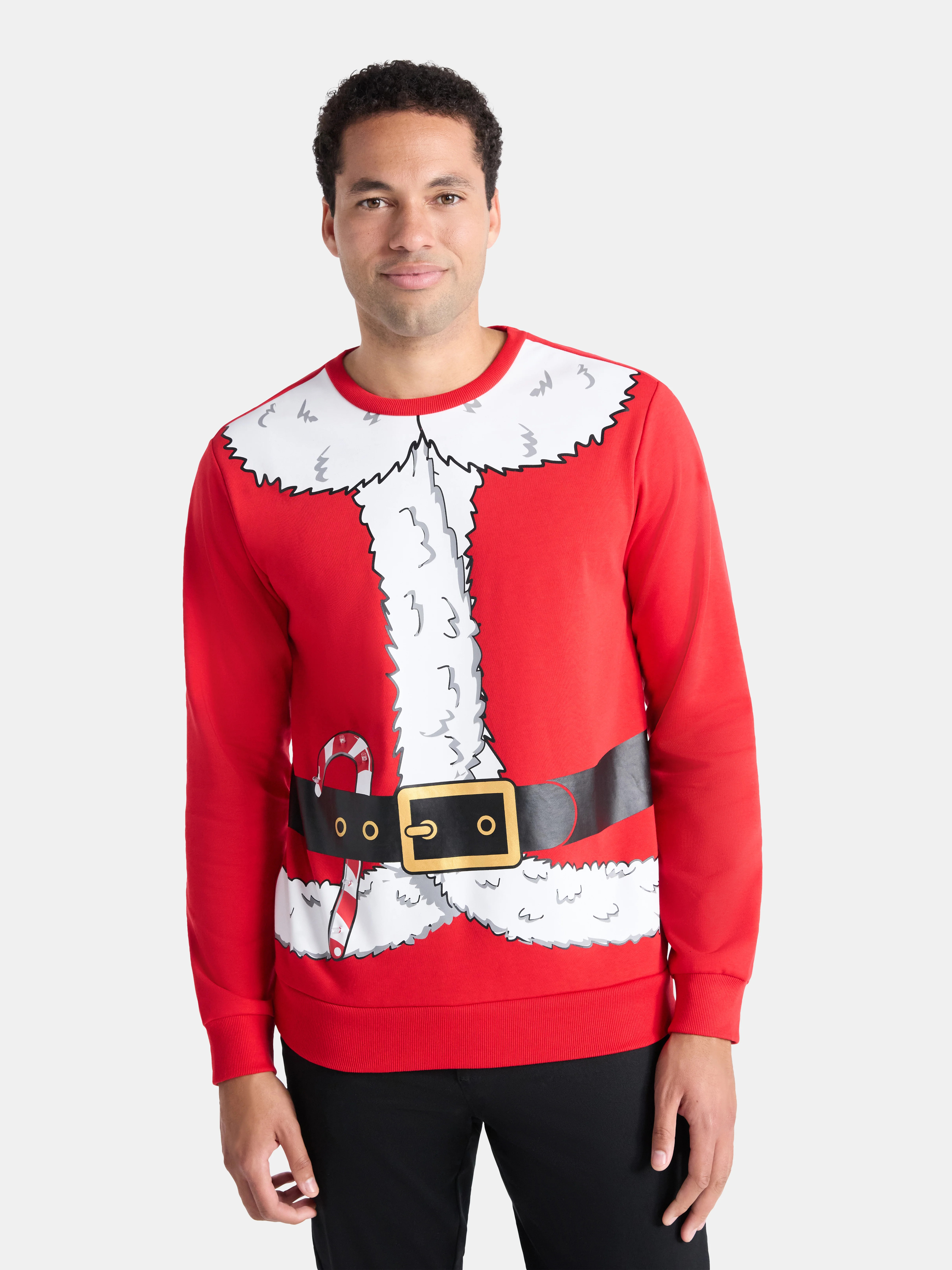 Men's Christmas Santa Suit Graphic Sweatshirt from Holiday Time, Sizes XS-3XL | Walmart (US)