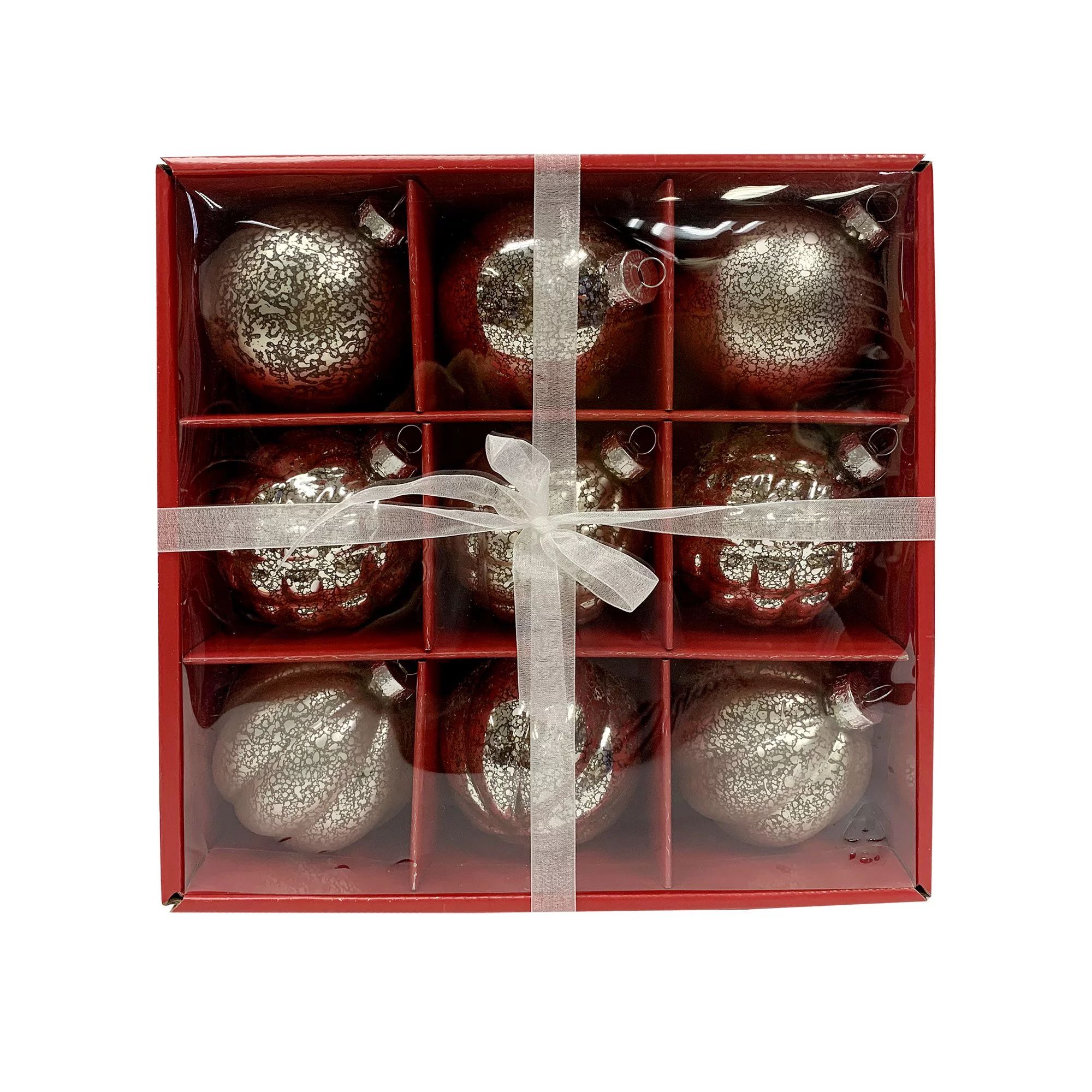 Holiday Time Vintage-Inspired Silver Glass Christmas Ornaments, 9 Count | Walmart (US)