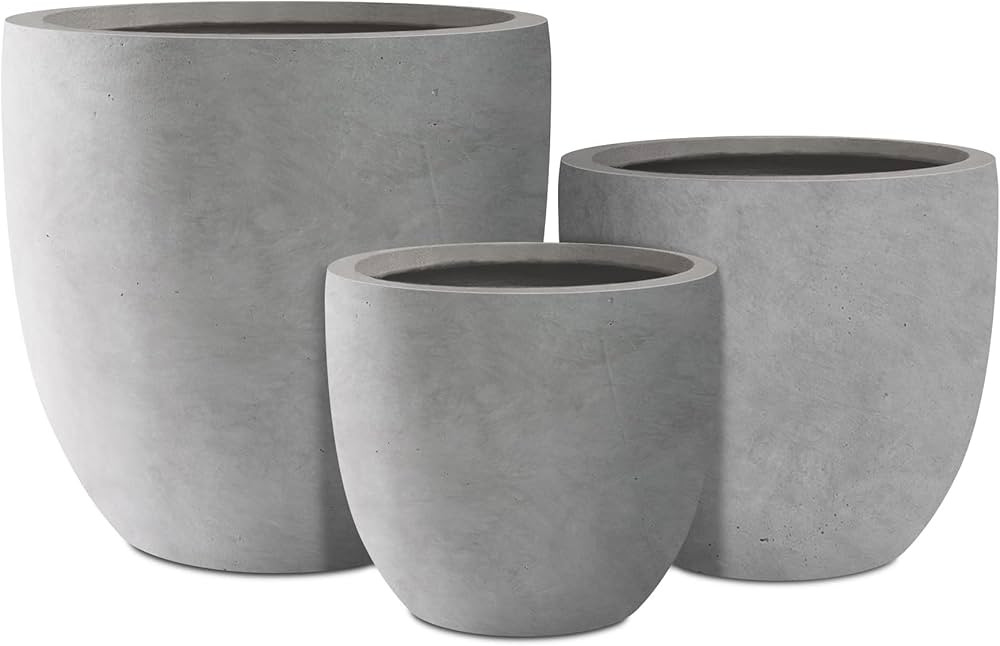 Kante 18", 14", and 10" W Natural Concrete Round Planters (Set of 3), Outdoor Indoor Modern Plant... | Amazon (US)